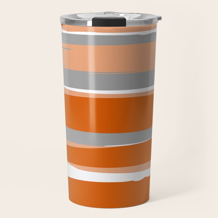 Stripes Abstract, Orange and Grey Travel Mug Gallery Image 1