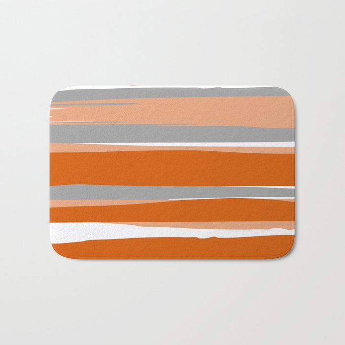 Stripes Abstract, Orange and Grey Bath Mat Gallery Image 1