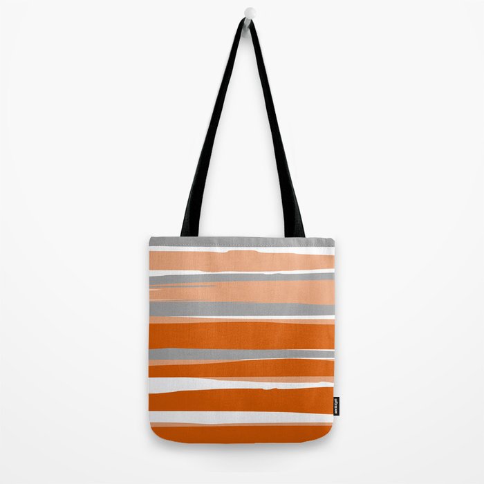 Stripes Abstract, Orange and Grey Tote Bag Gallery Image 2