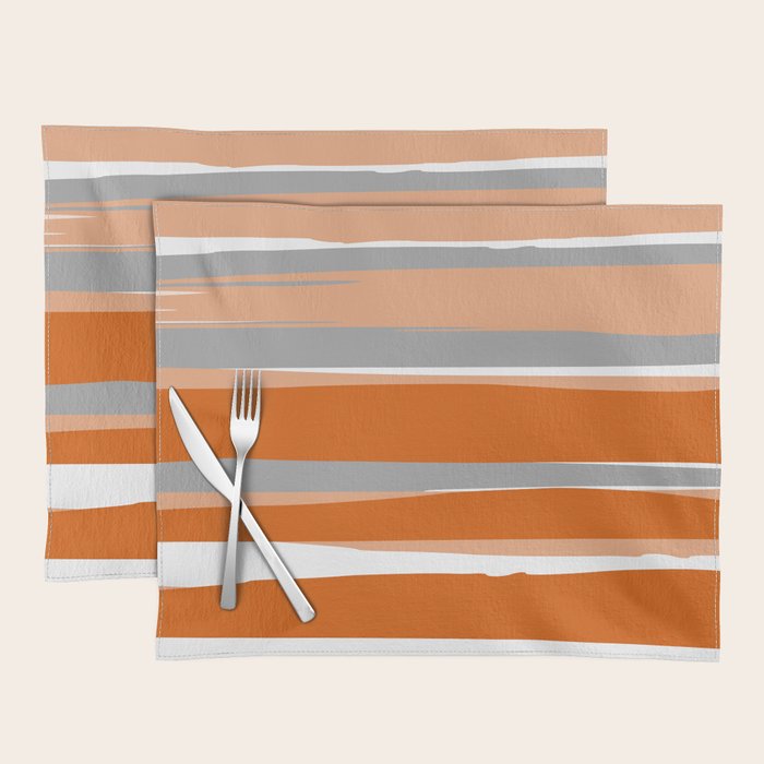 Stripes Abstract, Orange and Grey Placemat Gallery Image 1