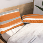 Stripes Abstract, Orange and Grey Pillow Sham Gallery Image 2