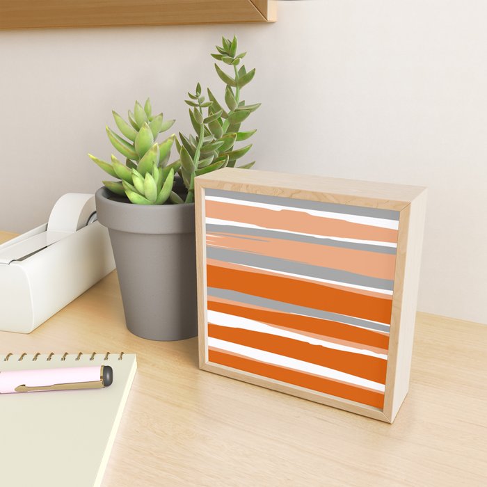 Stripes Abstract, Orange and Grey Mini Art Print Gallery Image 2