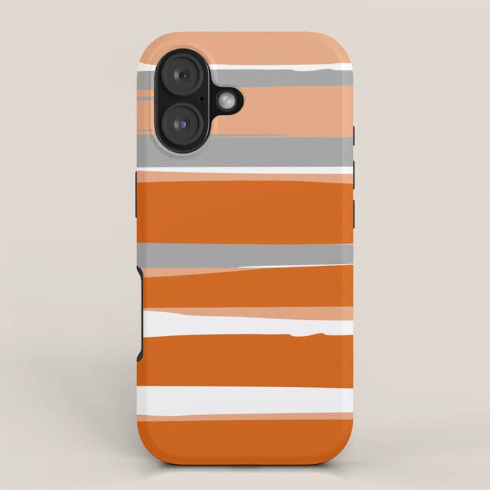 Stripes Abstract, Orange and Grey iPhone Case Gallery Image 1