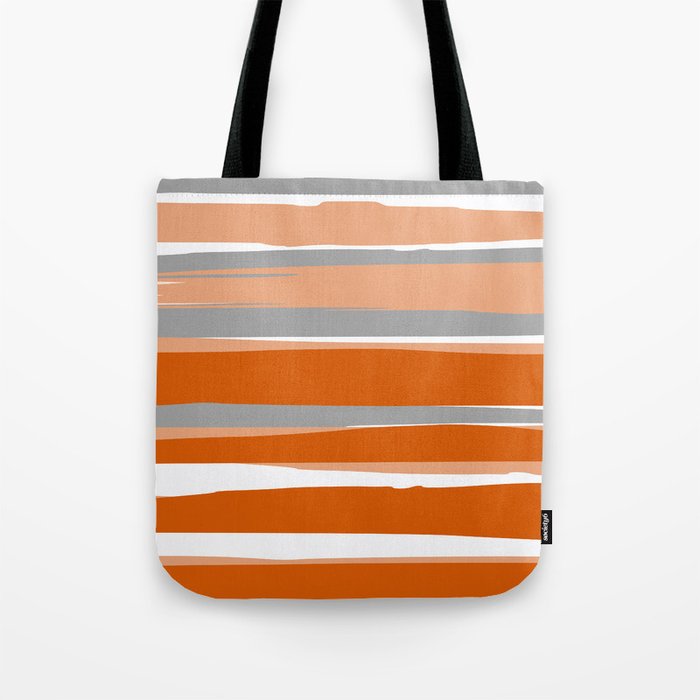 Stripes Abstract, Orange and Grey Tote Bag Gallery Image 1