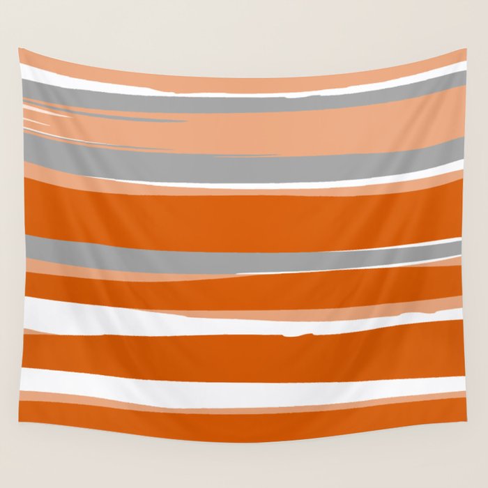 Stripes Abstract, Orange and Grey Wall Tapestry Gallery Image 4