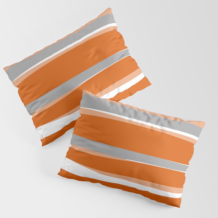 Stripes Abstract, Orange and Grey Pillow Sham Gallery Image 3