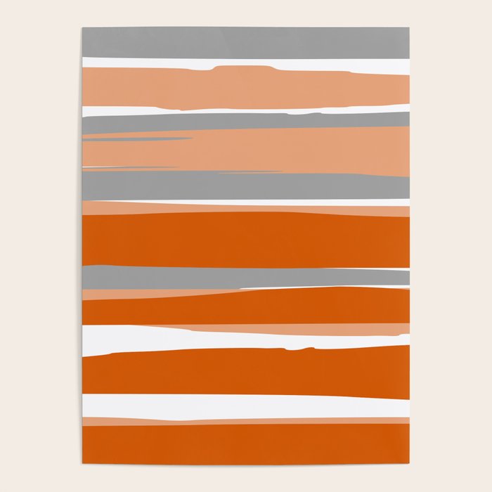 Stripes Abstract, Orange and Grey Poster Gallery Image 4