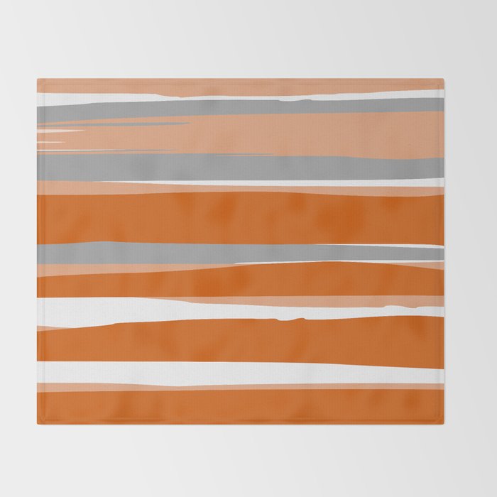 Stripes Abstract, Orange and Grey Throw Blanket Gallery Image 2