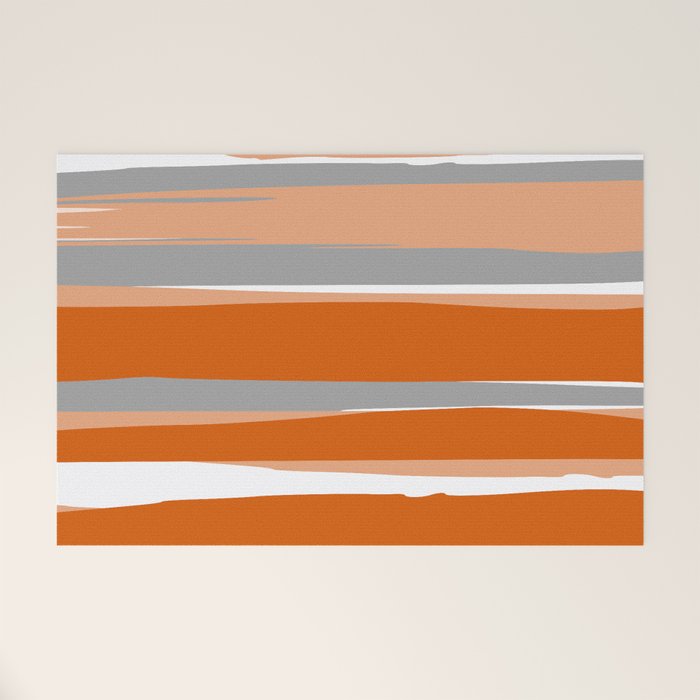 Stripes Abstract, Orange and Grey Welcome Mat Gallery Image 1