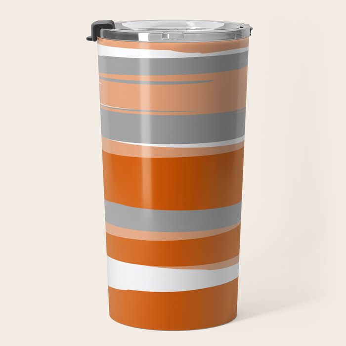 Stripes Abstract, Orange and Grey Travel Mug Gallery Image 3