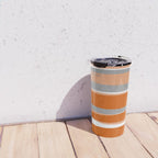 Stripes Abstract, Orange and Grey Travel Mug Gallery Image 4