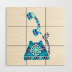 Vintage Rotary Phone - Blue Raspberry Wood Wall Art Gallery Image 1