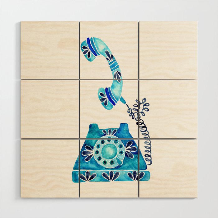 Vintage Rotary Phone - Blue Raspberry Wood Wall Art Gallery Image 1
