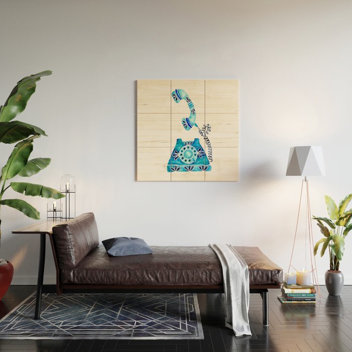 Vintage Rotary Phone - Blue Raspberry Wood Wall Art Gallery Image 2