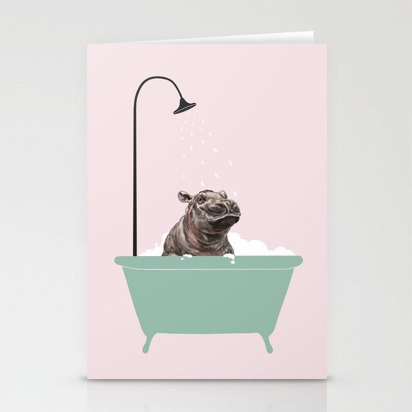 Hippo Enjoying Bubble Bath Stationery Card Gallery Image 2