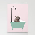 Hippo Enjoying Bubble Bath Stationery Card Gallery Image 2