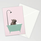 Hippo Enjoying Bubble Bath Stationery Card Gallery Image 2