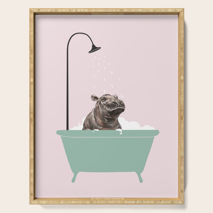 Hippo Enjoying Bubble Bath Serving Tray Gallery Image 1