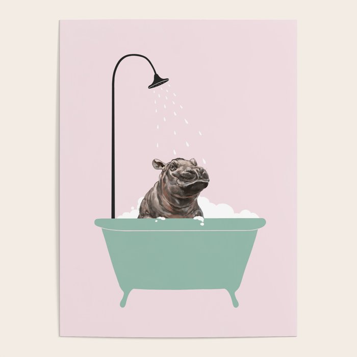 Hippo Enjoying Bubble Bath Poster Gallery Image 4