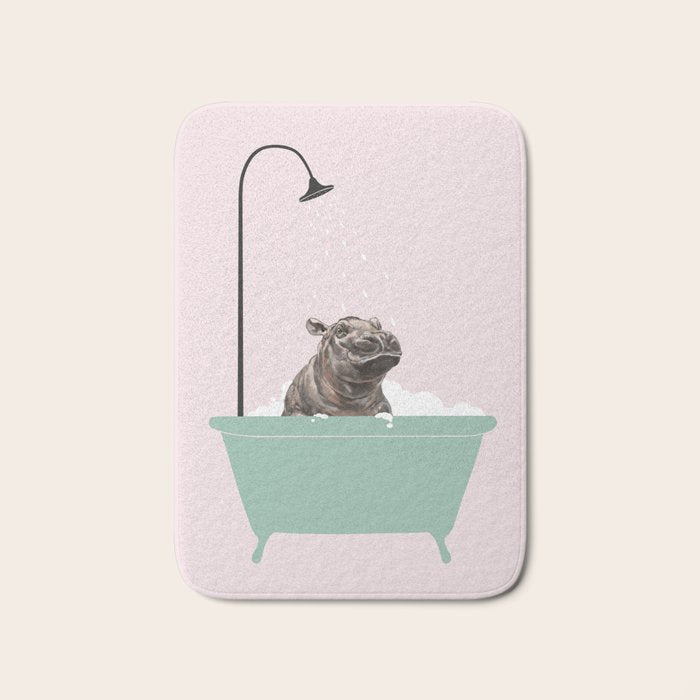Hippo Enjoying Bubble Bath Bath Mat Gallery Image 1