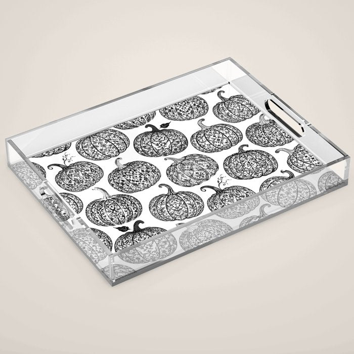 Lace Pumpkin Halloween Pattern Needle Bobbin Crochet Thread Acrylic Tray Gallery Image 1