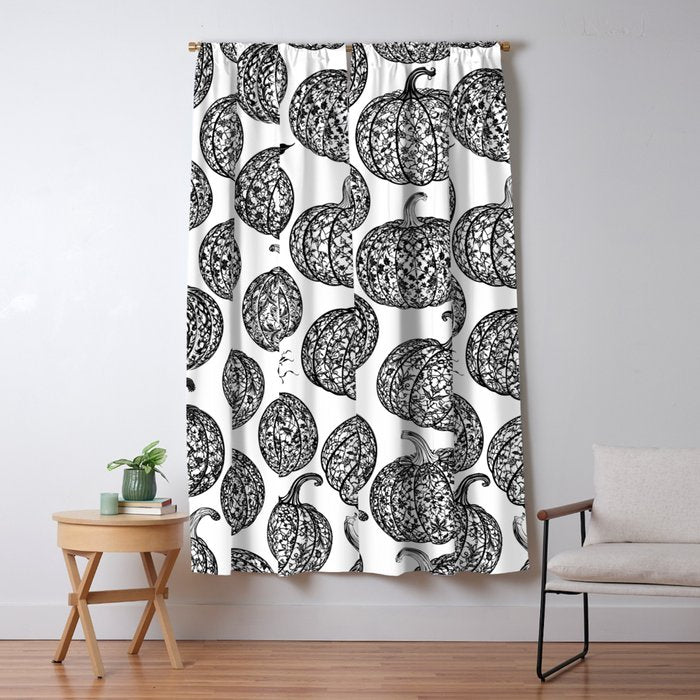 Lace Pumpkin Halloween Pattern Needle Bobbin Crochet Thread Window Curtain Gallery Image 1