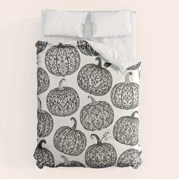 Lace Pumpkin Halloween Pattern Needle Bobbin Crochet Thread Duvet Cover Gallery Image 6