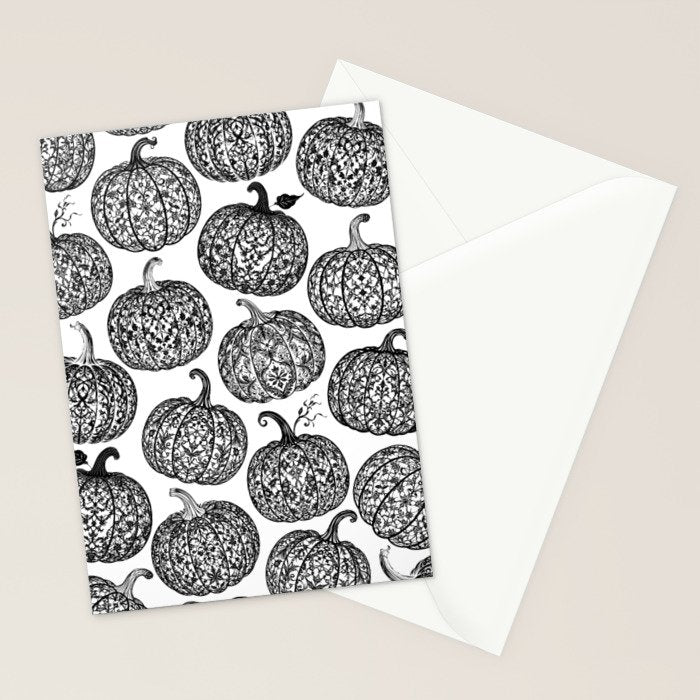 Lace Pumpkin Halloween Pattern Needle Bobbin Crochet Thread Stationery Card Gallery Image 2