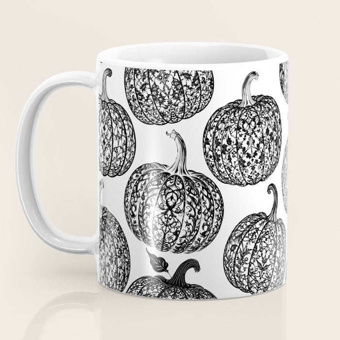 Lace Pumpkin Halloween Pattern Needle Bobbin Crochet Thread Coffee Mug Gallery Image 3