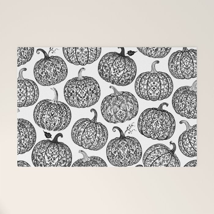 Lace Pumpkin Halloween Pattern Needle Bobbin Crochet Thread Welcome Mat Gallery Image 1