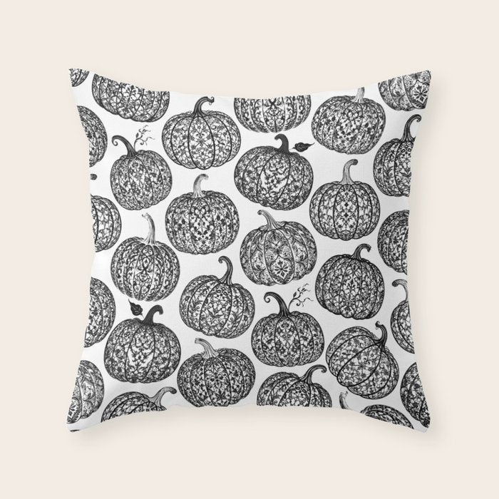 Lace Pumpkin Halloween Pattern Needle Bobbin Crochet Thread Throw Pillow Gallery Image 6