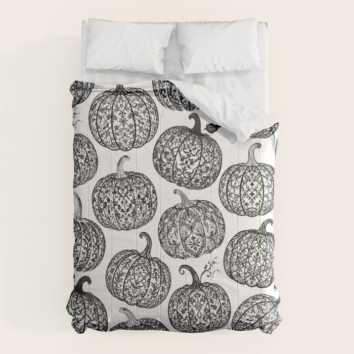 Lace Pumpkin Halloween Pattern Needle Bobbin Crochet Thread Comforter Gallery Image 1