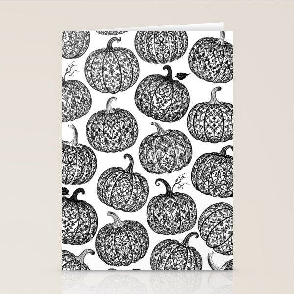 Lace Pumpkin Halloween Pattern Needle Bobbin Crochet Thread Stationery Card Gallery Image 2