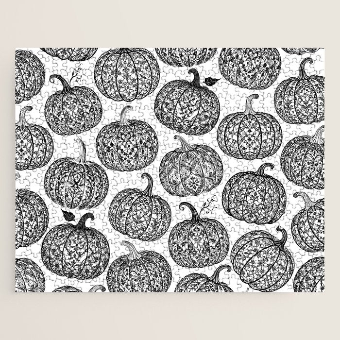Lace Pumpkin Halloween Pattern Needle Bobbin Crochet Thread Jigsaw Puzzle Gallery Image 1