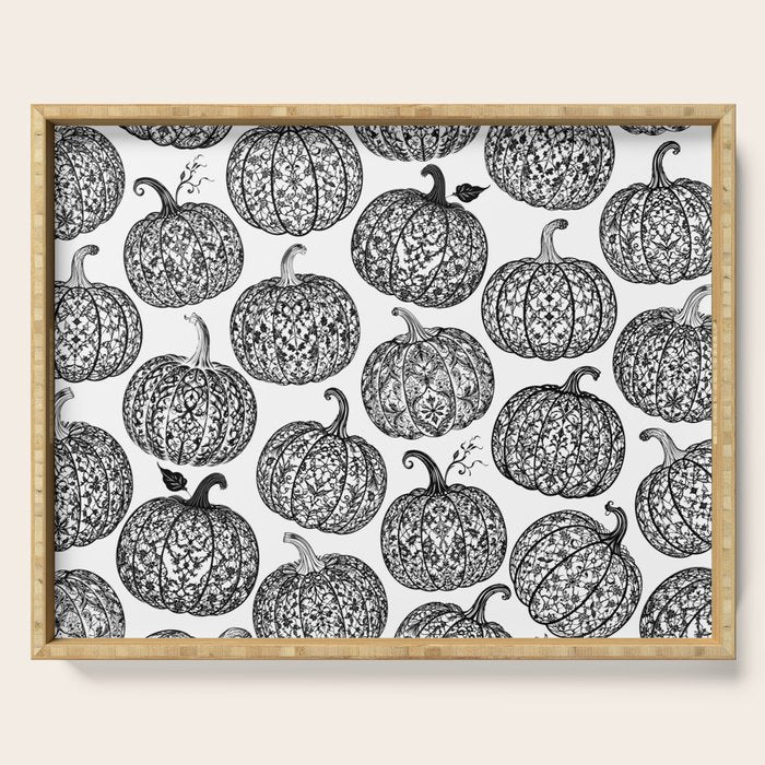 Lace Pumpkin Halloween Pattern Needle Bobbin Crochet Thread Serving Tray Gallery Image 1