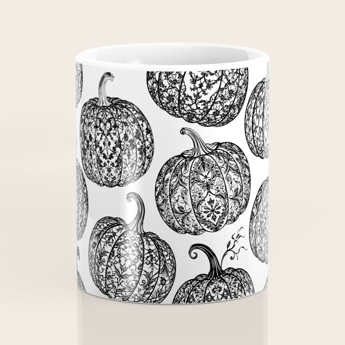 Lace Pumpkin Halloween Pattern Needle Bobbin Crochet Thread Coffee Mug Gallery Image 4