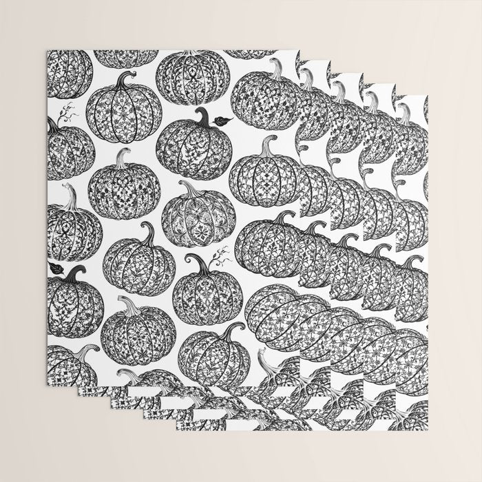 Lace Pumpkin Halloween Pattern Needle Bobbin Crochet Thread Wrapping Paper Gallery Image 3