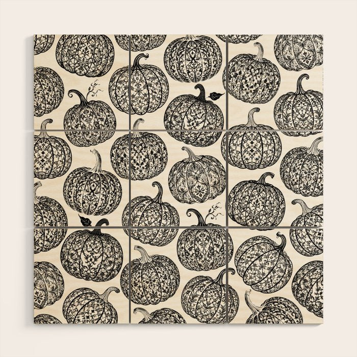 Lace Pumpkin Halloween Pattern Needle Bobbin Crochet Thread Wood Wall Art Gallery Image 1