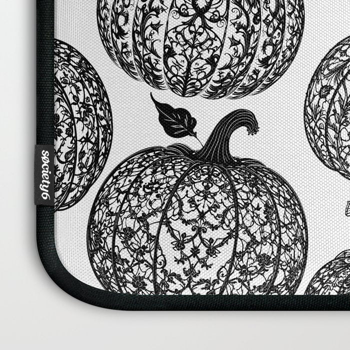 Lace Pumpkin Halloween Pattern Needle Bobbin Crochet Thread Laptop Sleeve Gallery Image 3