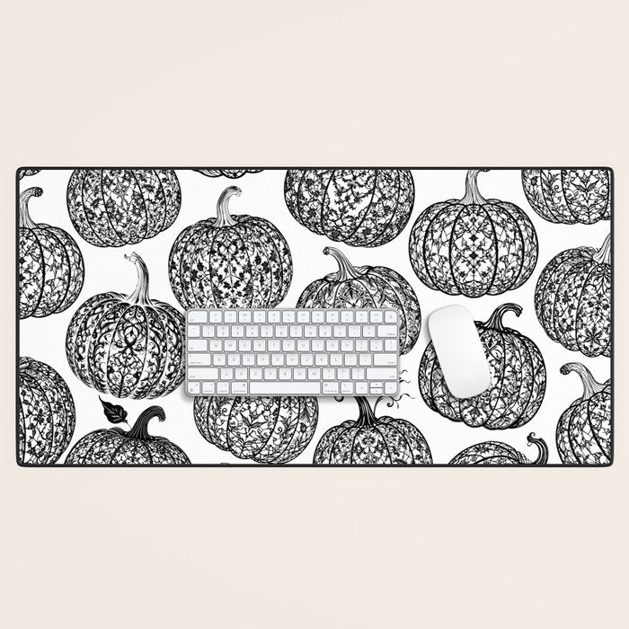 Lace Pumpkin Halloween Pattern Needle Bobbin Crochet Thread Desk Mat Gallery Image 1