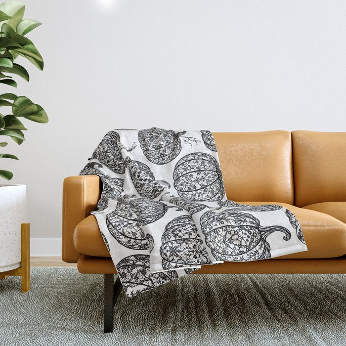 Lace Pumpkin Halloween Pattern Needle Bobbin Crochet Thread Throw Blanket Gallery Image 1