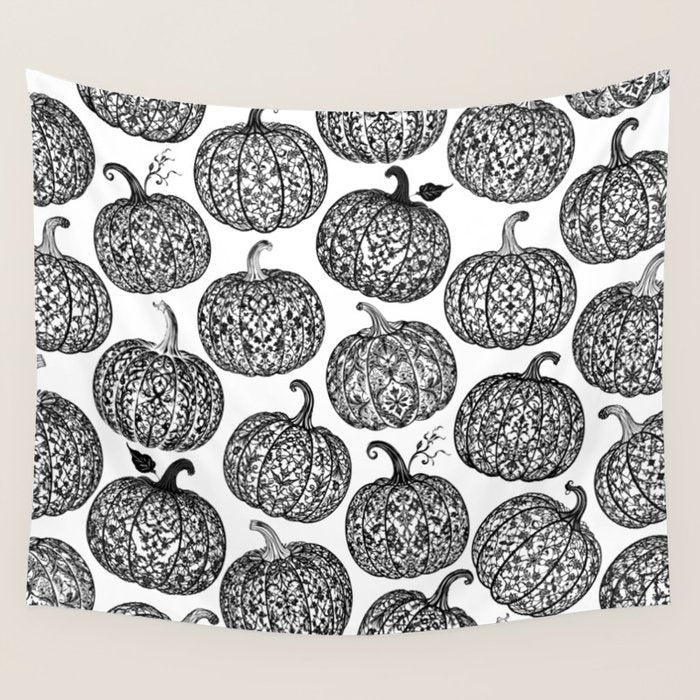 Lace Pumpkin Halloween Pattern Needle Bobbin Crochet Thread Wall Tapestry Gallery Image 4