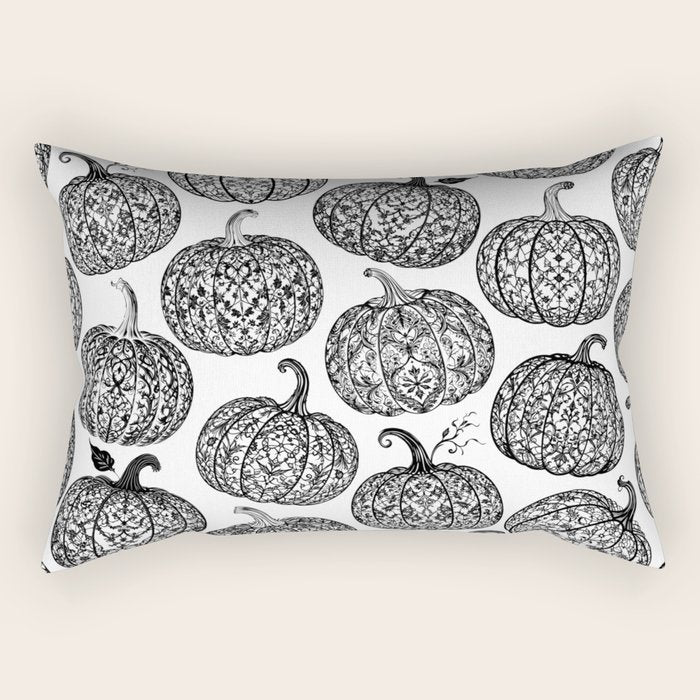 Lace Pumpkin Halloween Pattern Needle Bobbin Crochet Thread Rectangular Pillow Gallery Image 2
