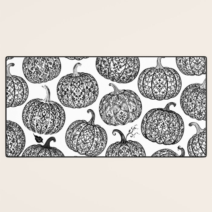 Lace Pumpkin Halloween Pattern Needle Bobbin Crochet Thread Desk Mat Gallery Image 3