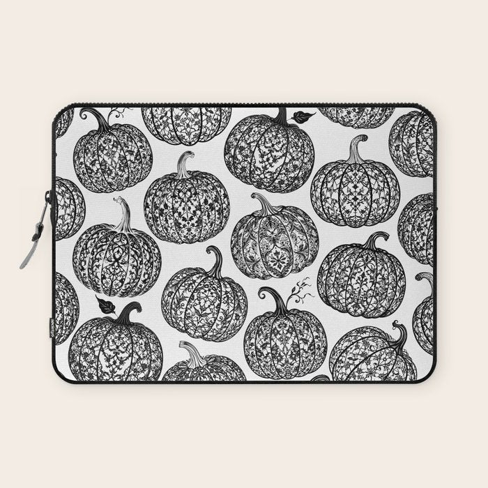 Lace Pumpkin Halloween Pattern Needle Bobbin Crochet Thread Laptop Sleeve Gallery Image 1