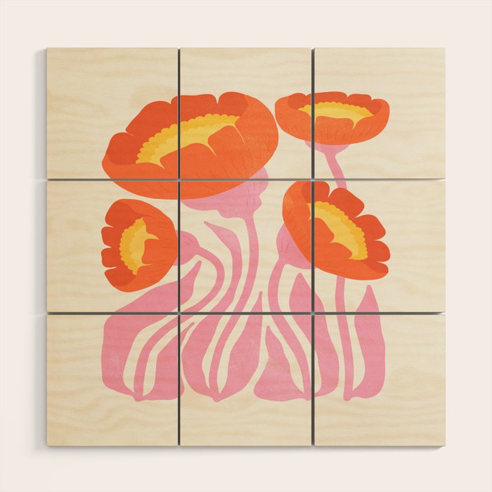 Coral Cosmos: Les Fleurs | Flower Market 05 | Spring Summer 23 Wood Wall Art Gallery Image 1