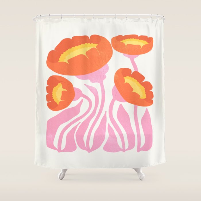 Coral Cosmos: Les Fleurs | Flower Market 05 | Spring Summer 23 Shower Curtain Gallery Image 1