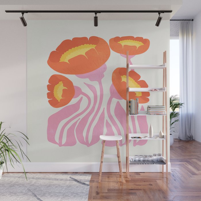 Coral Cosmos: Les Fleurs | Flower Market 05 | Spring Summer 23 Wall Mural Gallery Image 1