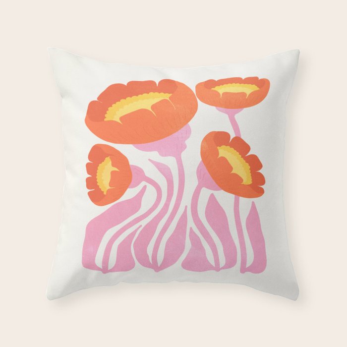 Coral Cosmos: Les Fleurs | Flower Market 05 | Spring Summer 23 Throw Pillow Gallery Image 6