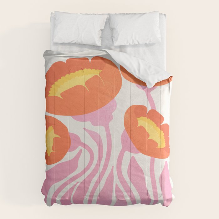 Coral Cosmos: Les Fleurs | Flower Market 05 | Spring Summer 23 Comforter Gallery Image 6